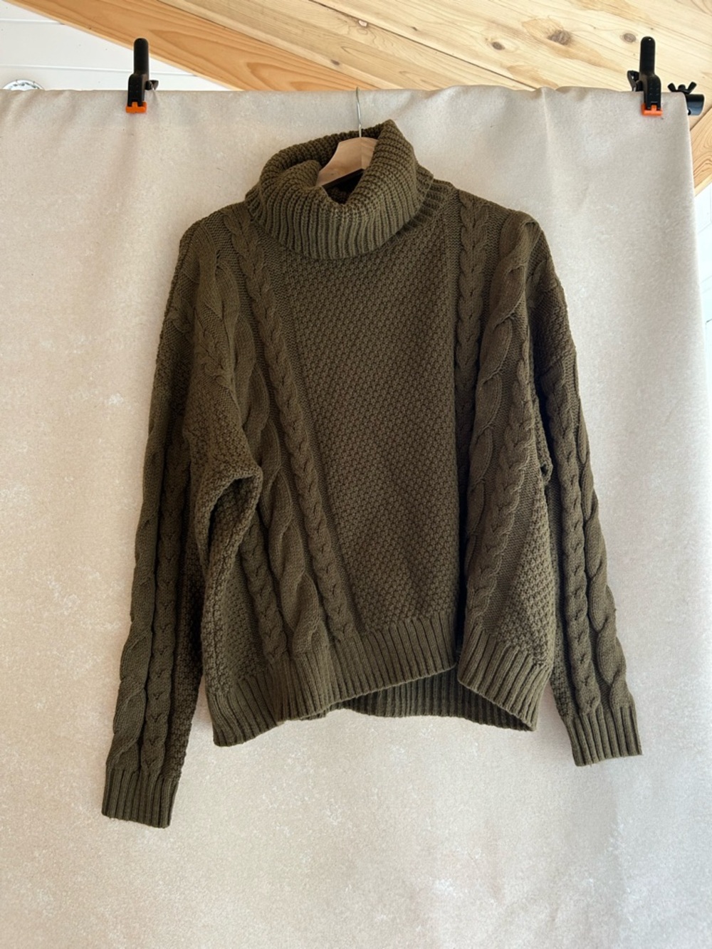 Madewell Olive Cable Turtleneck Sweater